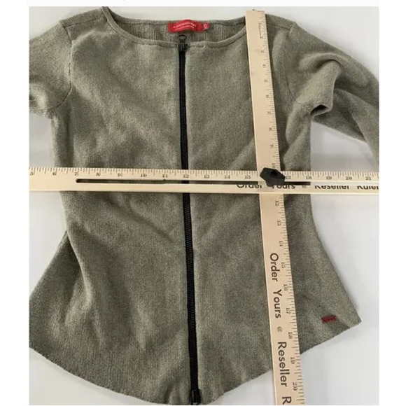 n:philanthropy Sweater Womens Small Green Zip Front Knit Fitted Long Sleeve - Picture 7 of 7